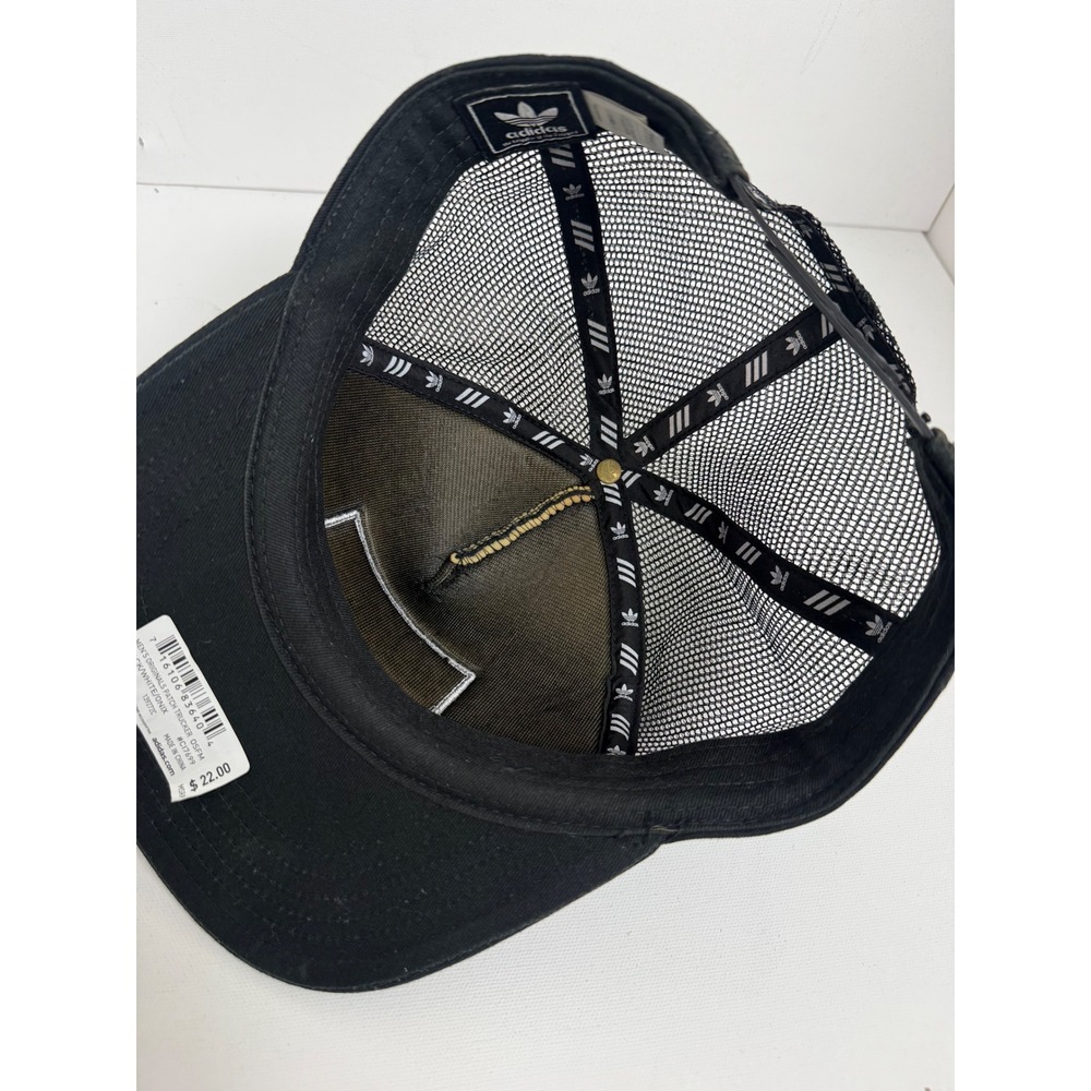 Adidas Trucker Hat Mens OSFM Black Cotton Soccer Patch Snapback Mesh Cap - Picture 9 of 11